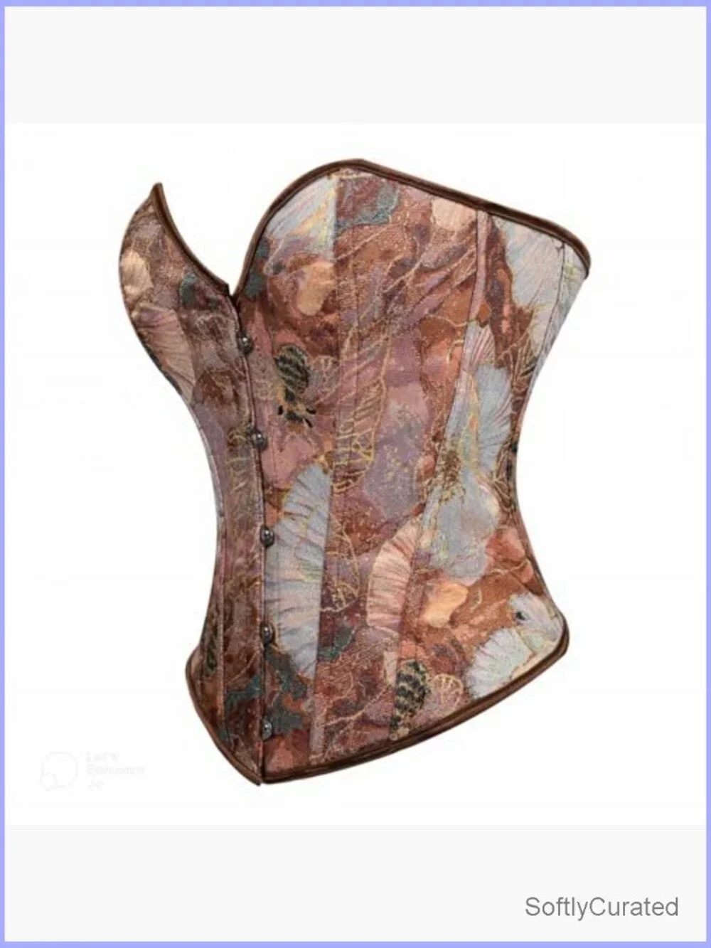 Vintage Floral Overbust Corset Top Lace Up Bustier Shapewear Boned Strapless